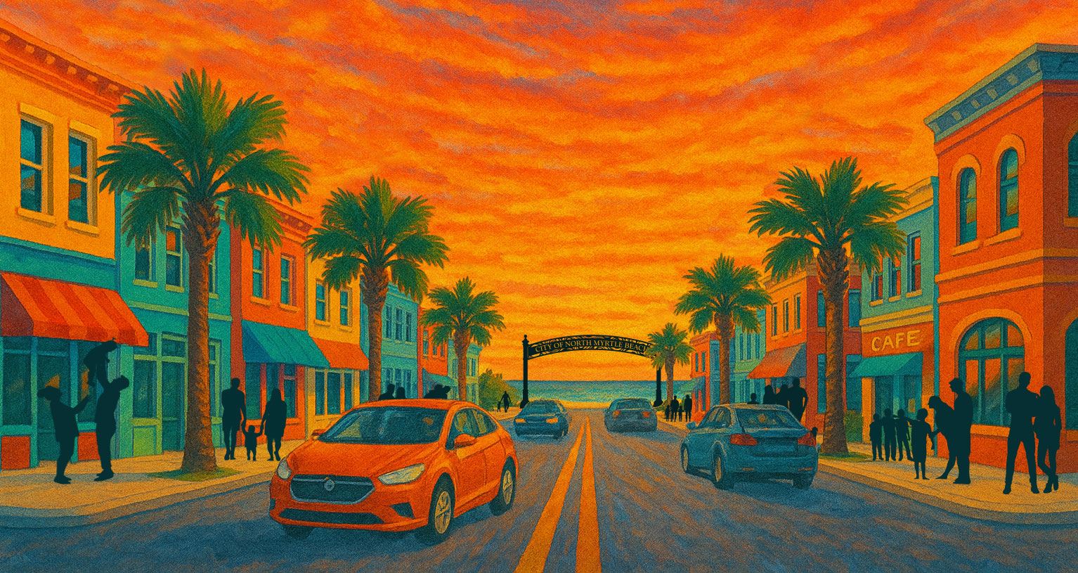 coastal streetscape of a commercial area