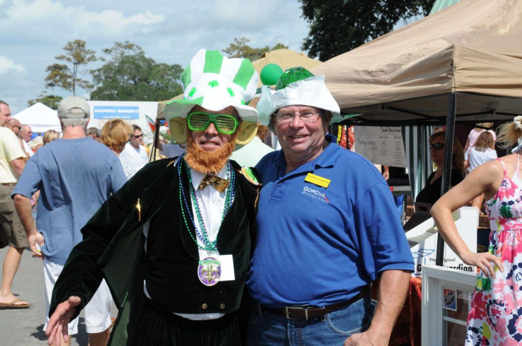 Two People Dressed in Irish Hats